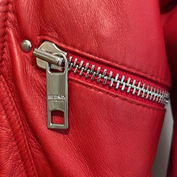 Hudson Jeans Vibrant Red Leather Jacket - Picture 6 of 6